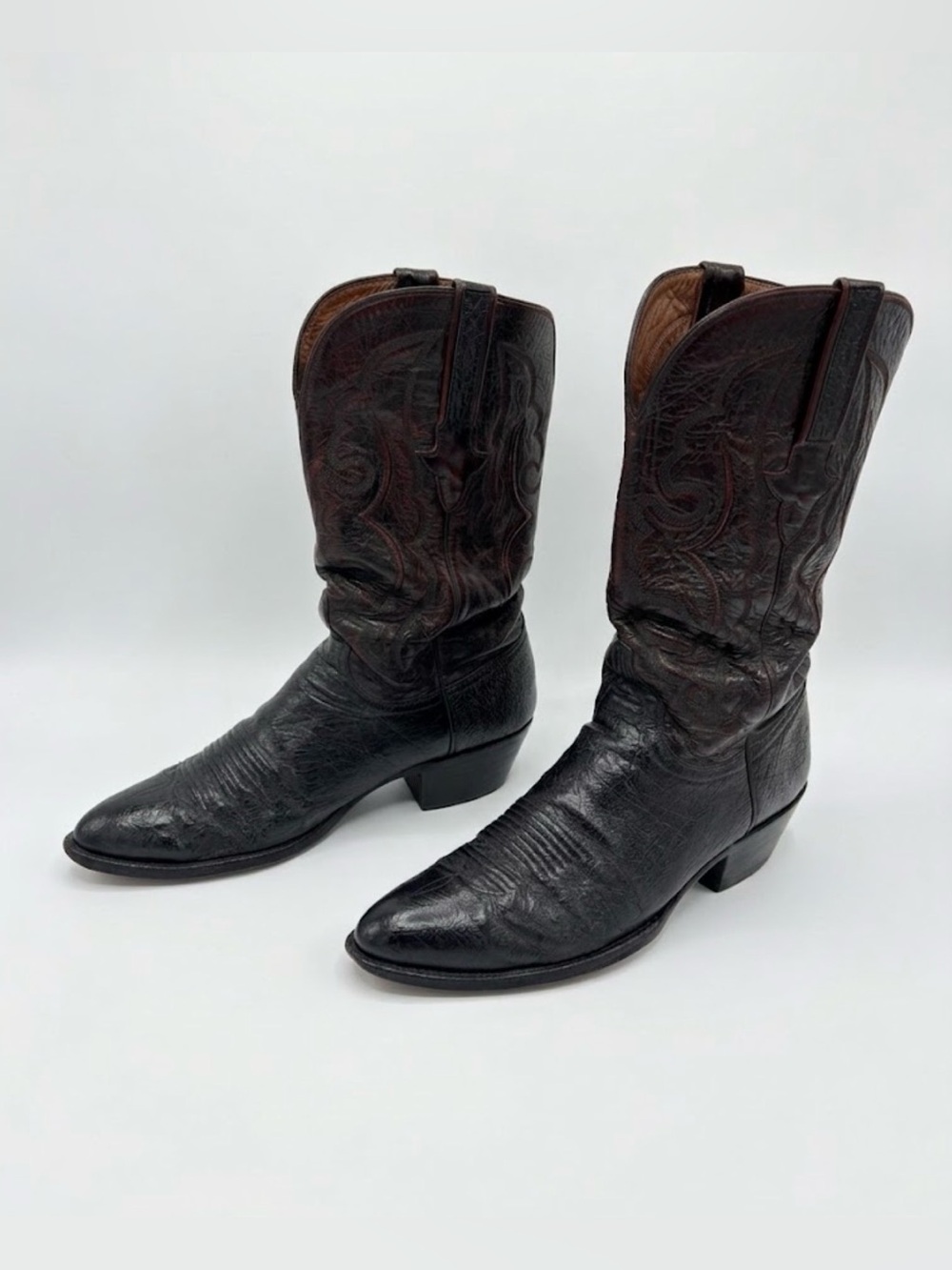 Lucchese Smooth Ostrich Cowboy Boots Black Men’s 9 D
